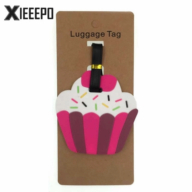 Cartoon Cream Cake Luggage Tag Travel Accessories Silica Gel Suitcase ID Address Holder Baggage
