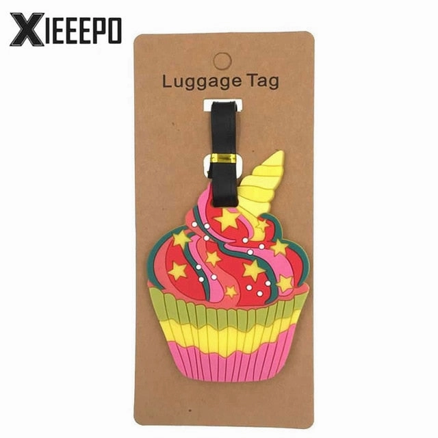 Cartoon Cream Cake Luggage Tag Travel Accessories Silica Gel Suitcase ID Address Holder Baggage