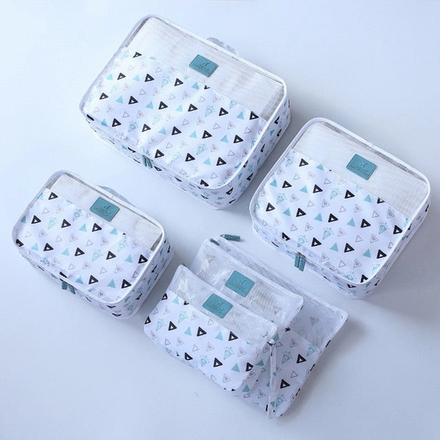 Cartoon pattern 6PCS/Set Travel accessories kit Mesh storage Luggage Organizer Packing Cube for