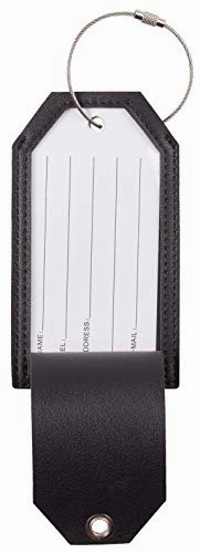 Casmonal Initial Leather Luggage Tag Travel Bag Tag Fully Bendable 1 pcs Set (W)