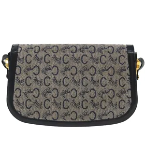 Celine C Macadam Canvas Horse Carriage Shoulder Bag Navy  39948