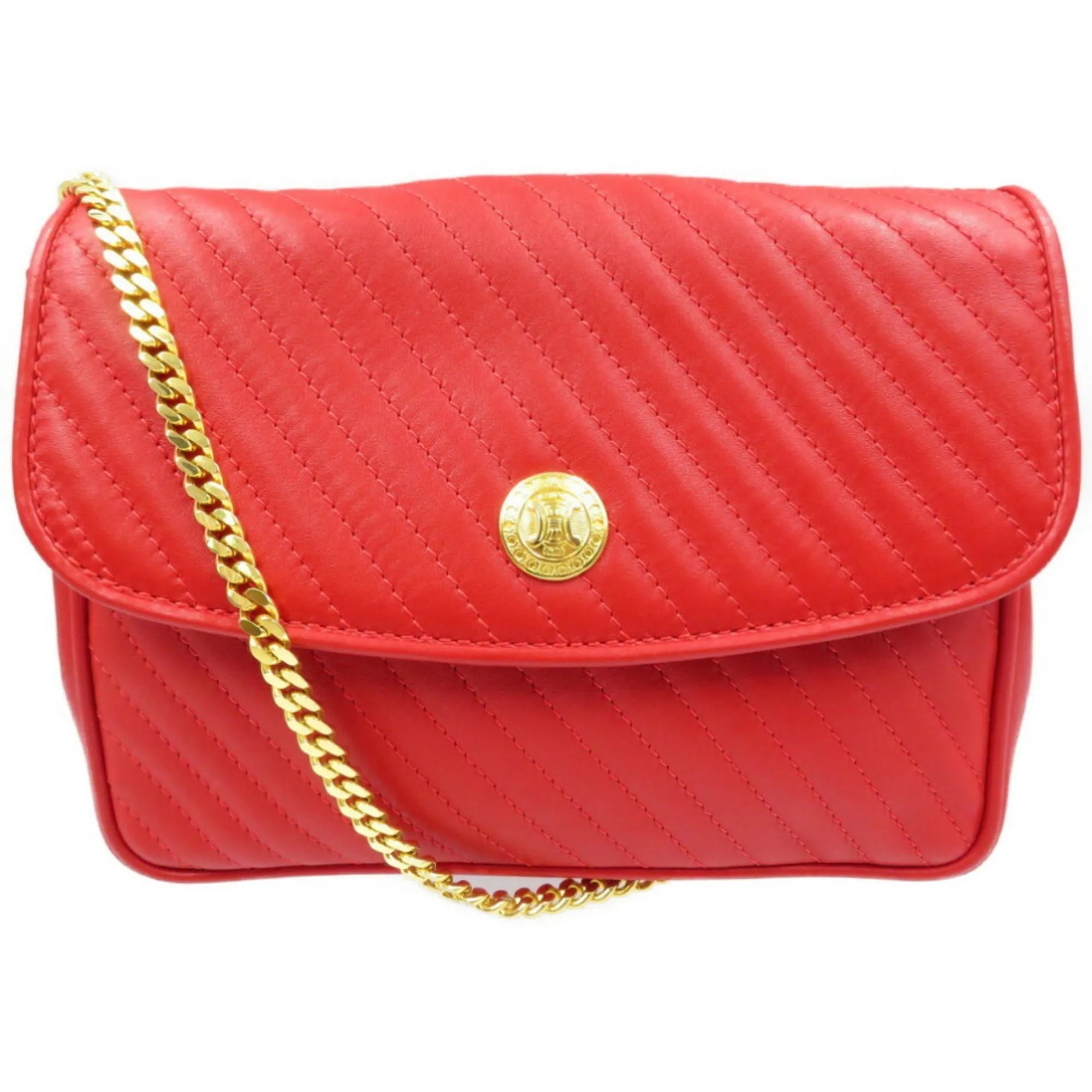 Celine leather red chain shoulder bag