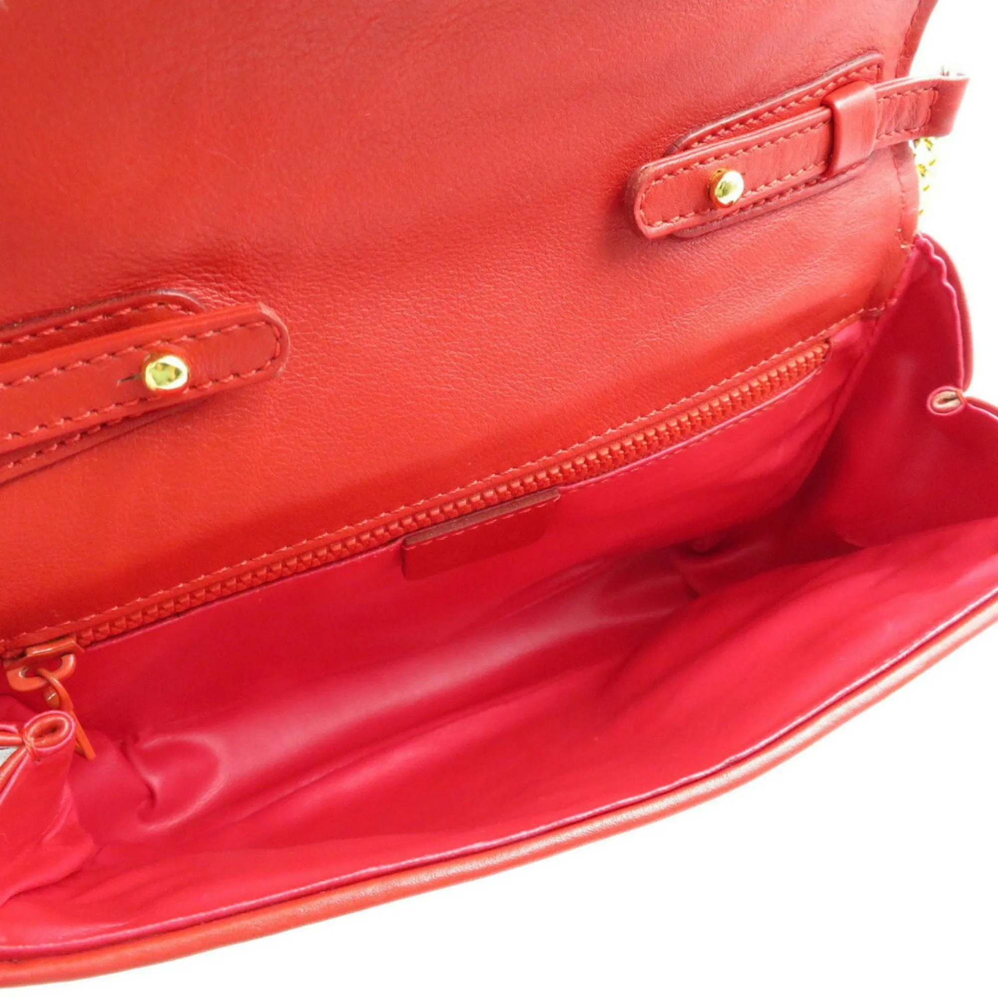 Celine leather red chain shoulder bag