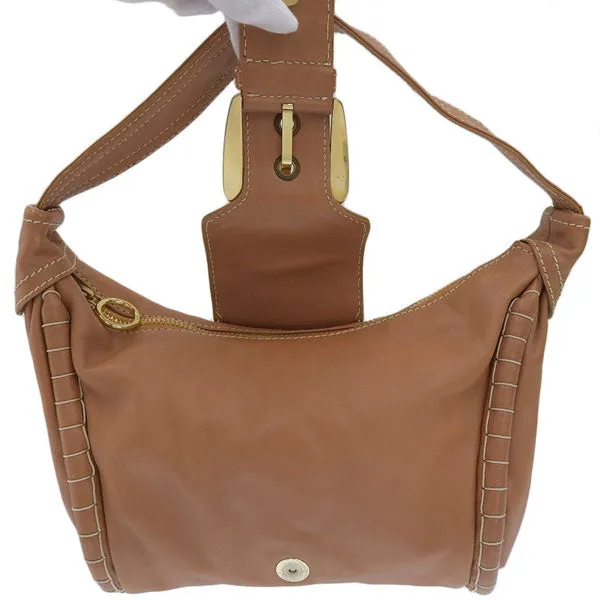 Celine Logo Buckle Shoulder Bag Camel