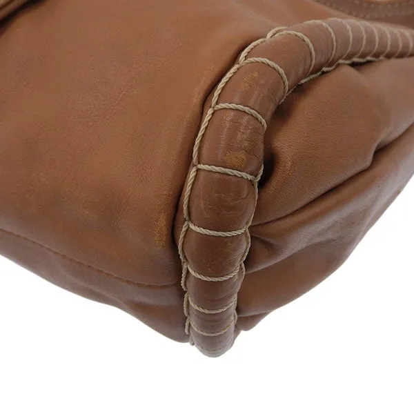 Celine Logo Buckle Shoulder Bag Camel