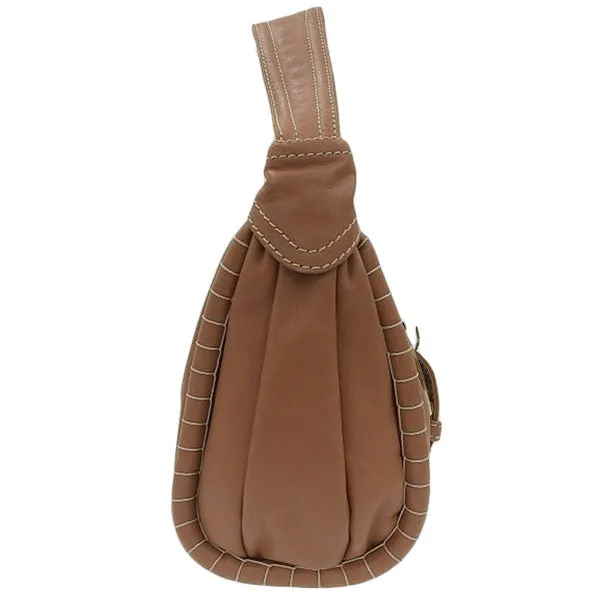 Celine Logo Buckle Shoulder Bag Camel