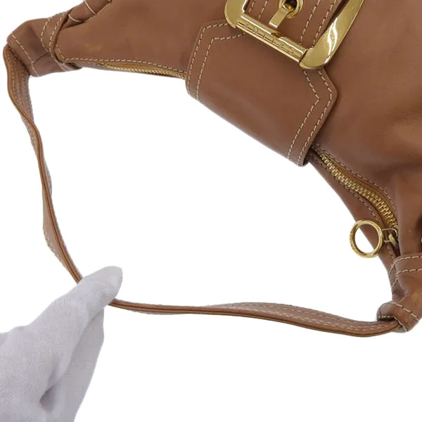 Celine Logo Buckle Shoulder Bag Camel