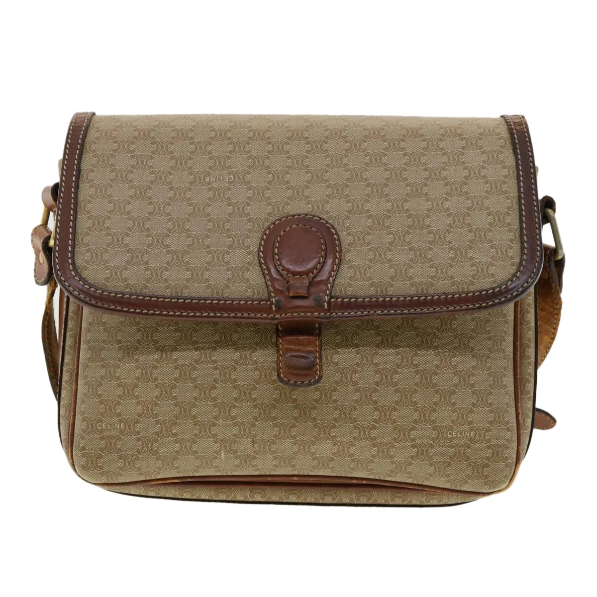 Celine Macadam Canvas Shoulder Bag Beige  ki2254