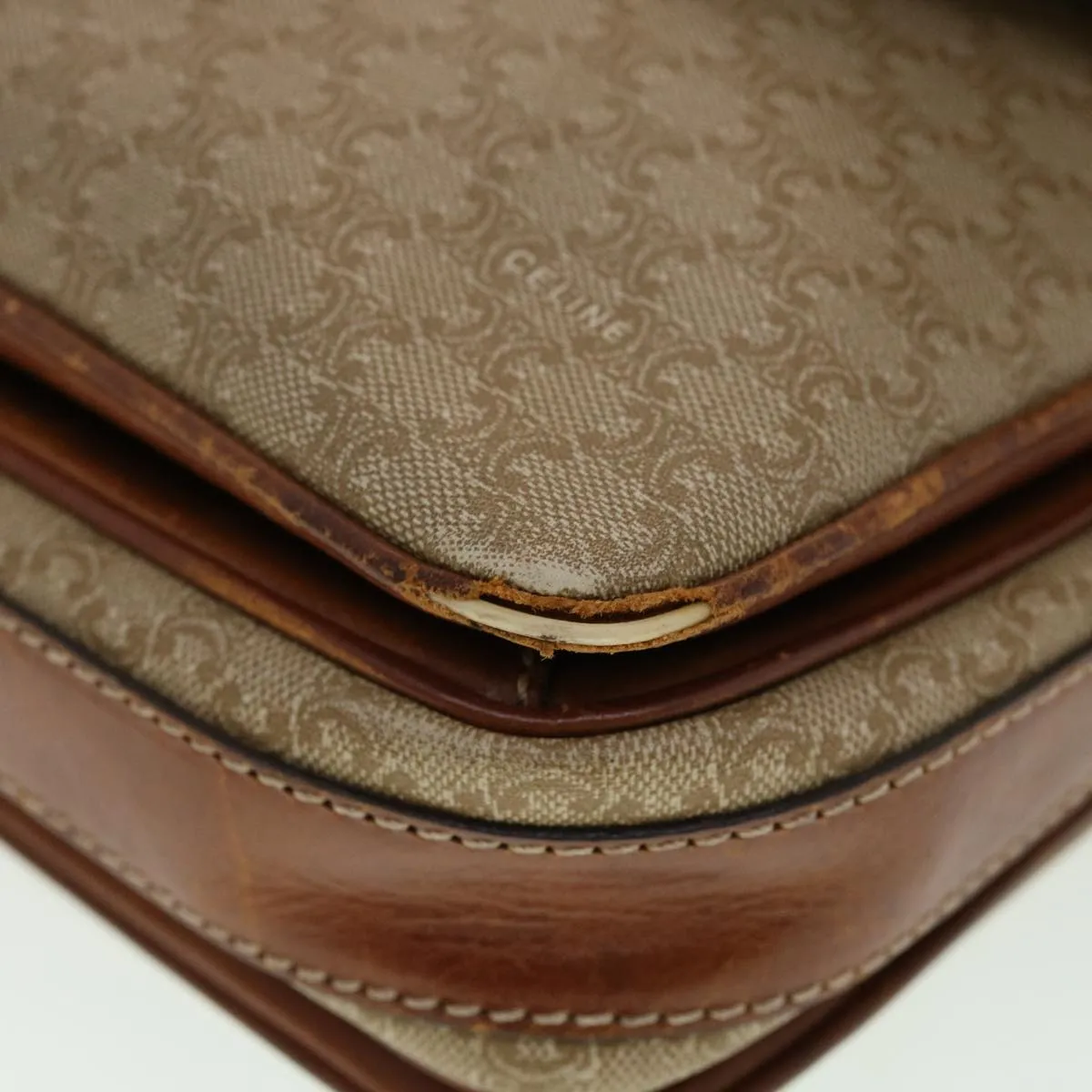 Celine Macadam Canvas Shoulder Bag Beige  ki2254