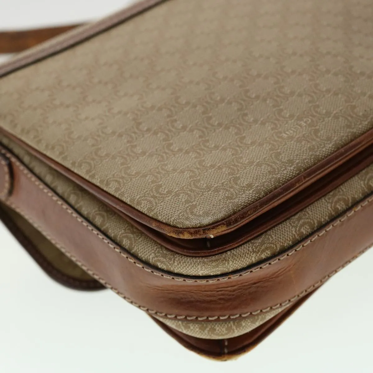 Celine Macadam Canvas Shoulder Bag Beige  ki2254