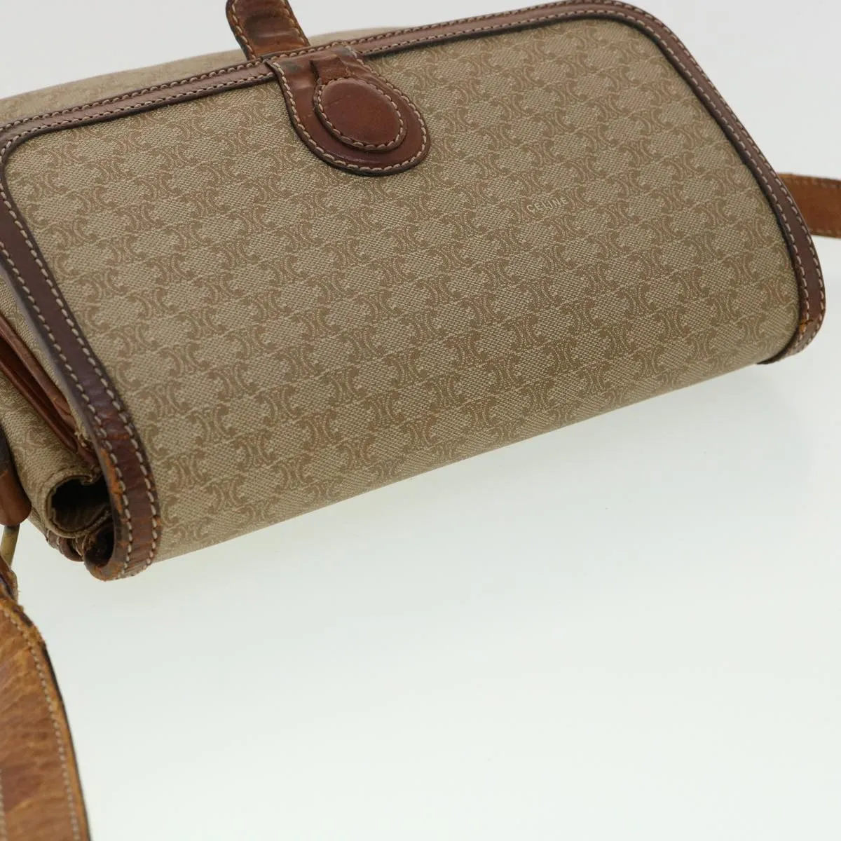 Celine Macadam Canvas Shoulder Bag Beige  ki2254