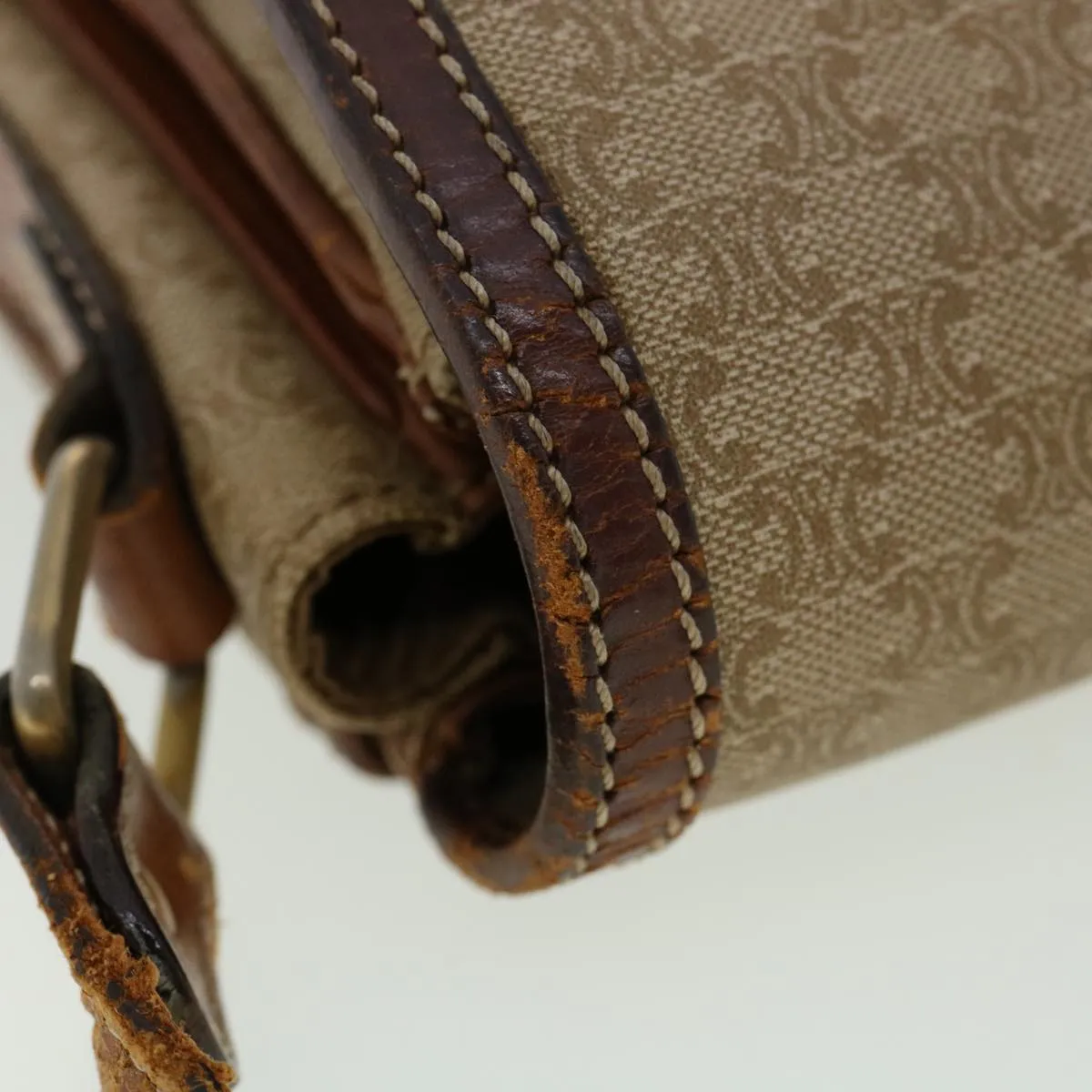 Celine Macadam Canvas Shoulder Bag Beige  ki2254
