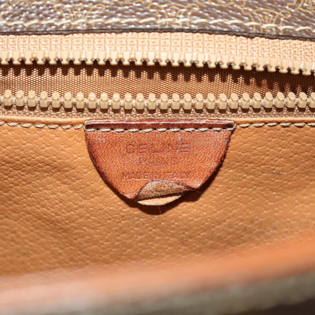 Celine Macadam Canvas Shoulder Bag PVC Leather Brown  49113