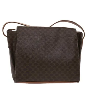 Celine Macadam Canvas Shoulder Bag PVC Leather Brown  49113