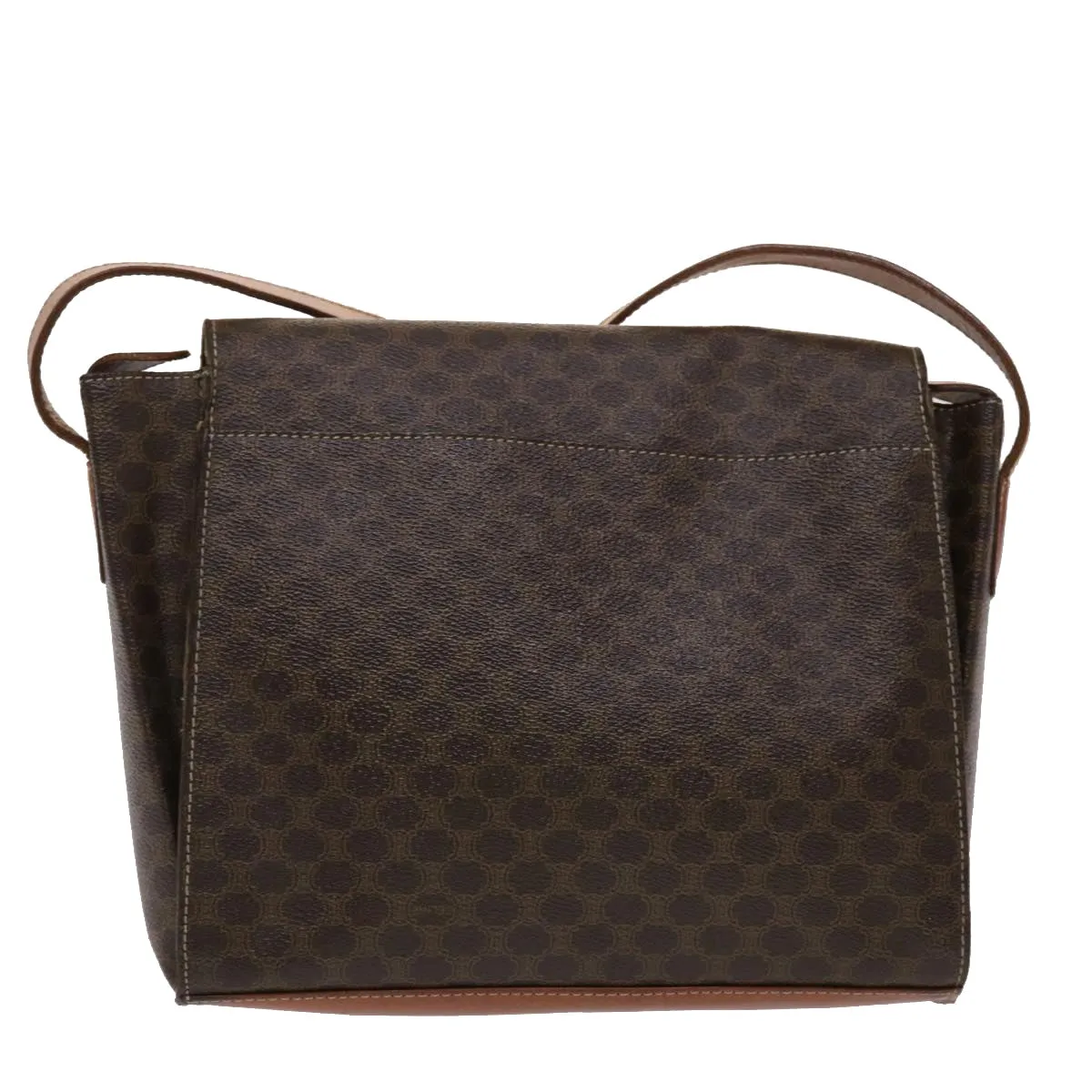 Celine Macadam Canvas Shoulder Bag PVC Leather Brown  49113