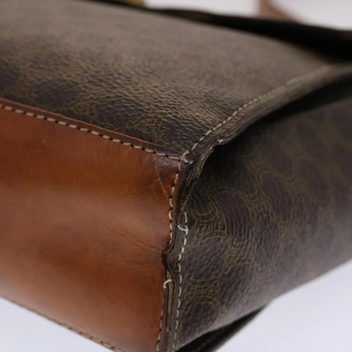 Celine Macadam Canvas Shoulder Bag PVC Leather Brown  49113
