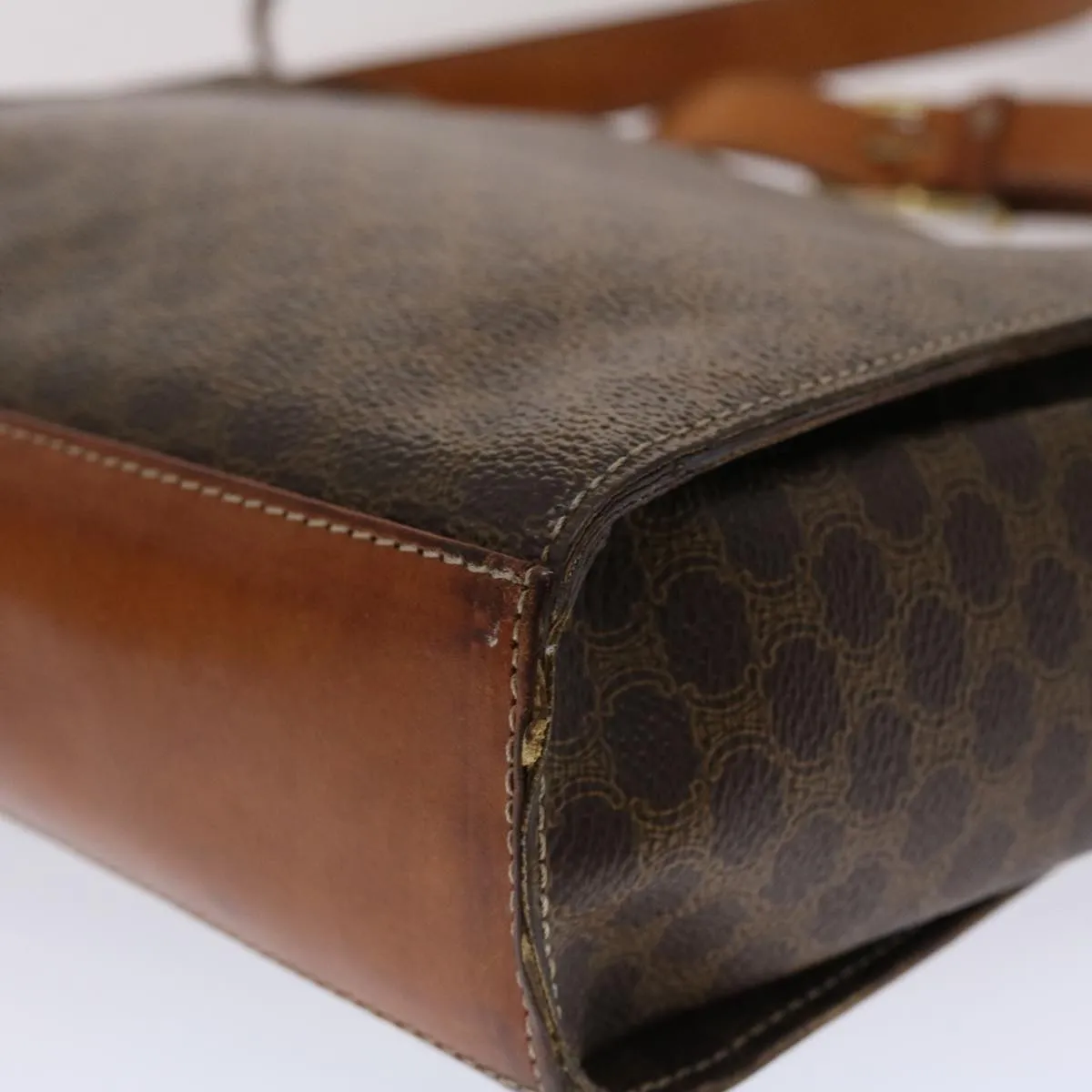 Celine Macadam Canvas Shoulder Bag PVC Leather Brown  49113