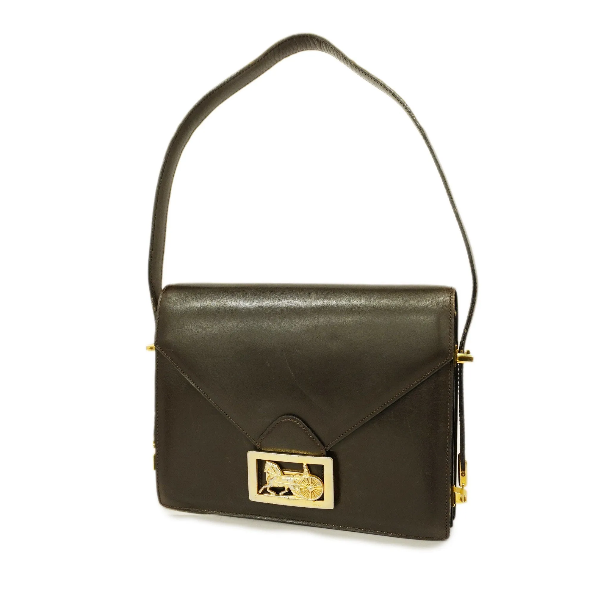Celine  Shoulder Bag Carriage Metal Fittings Women's Leather Shoulder Bag