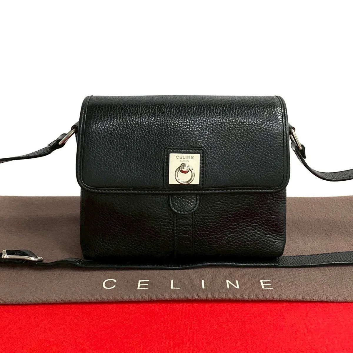 CELINE Shoulder Bag leather black