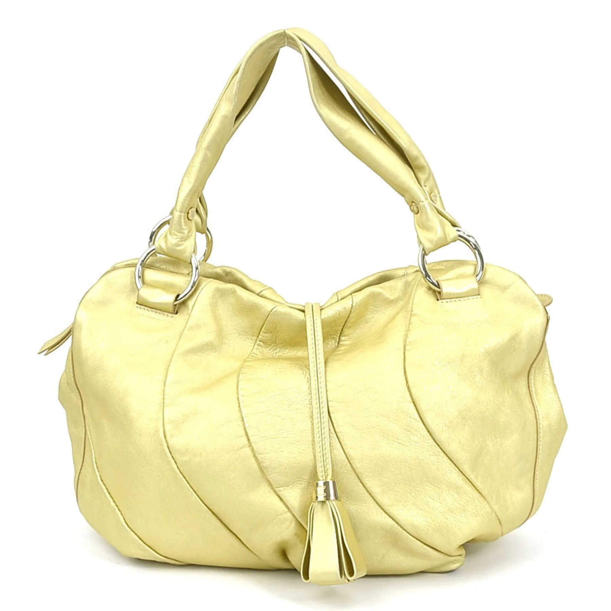 Celine Shoulder Bag Leather Gold Ladies