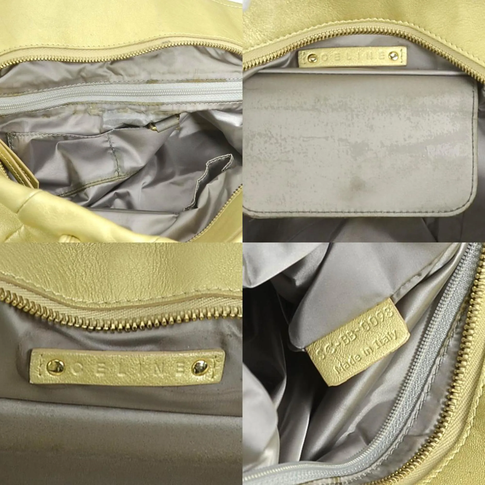Celine Shoulder Bag Leather Gold Ladies