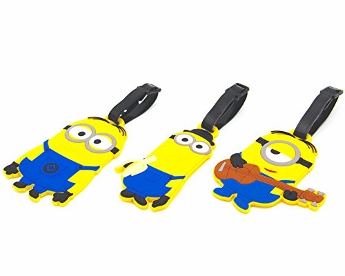 Celldesigns Set Of 3 Minions Luggage Tag Suitcase Id Tag With Adjustable Strap (Minions In Jeans)