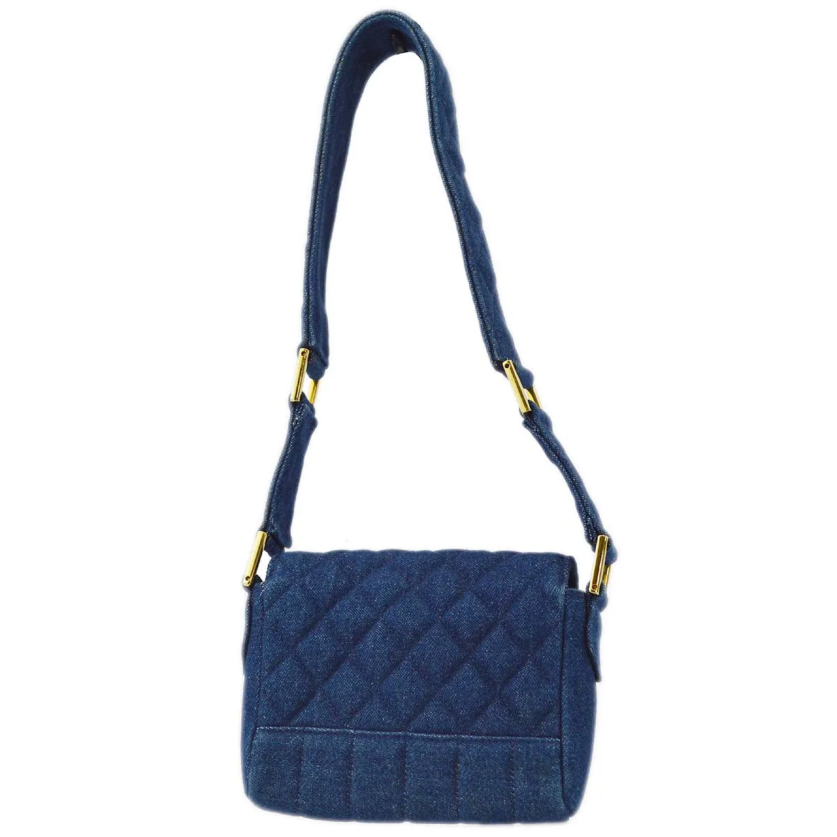 Chanel 1989-1991 Denim Straight Flap Shoulder Bag