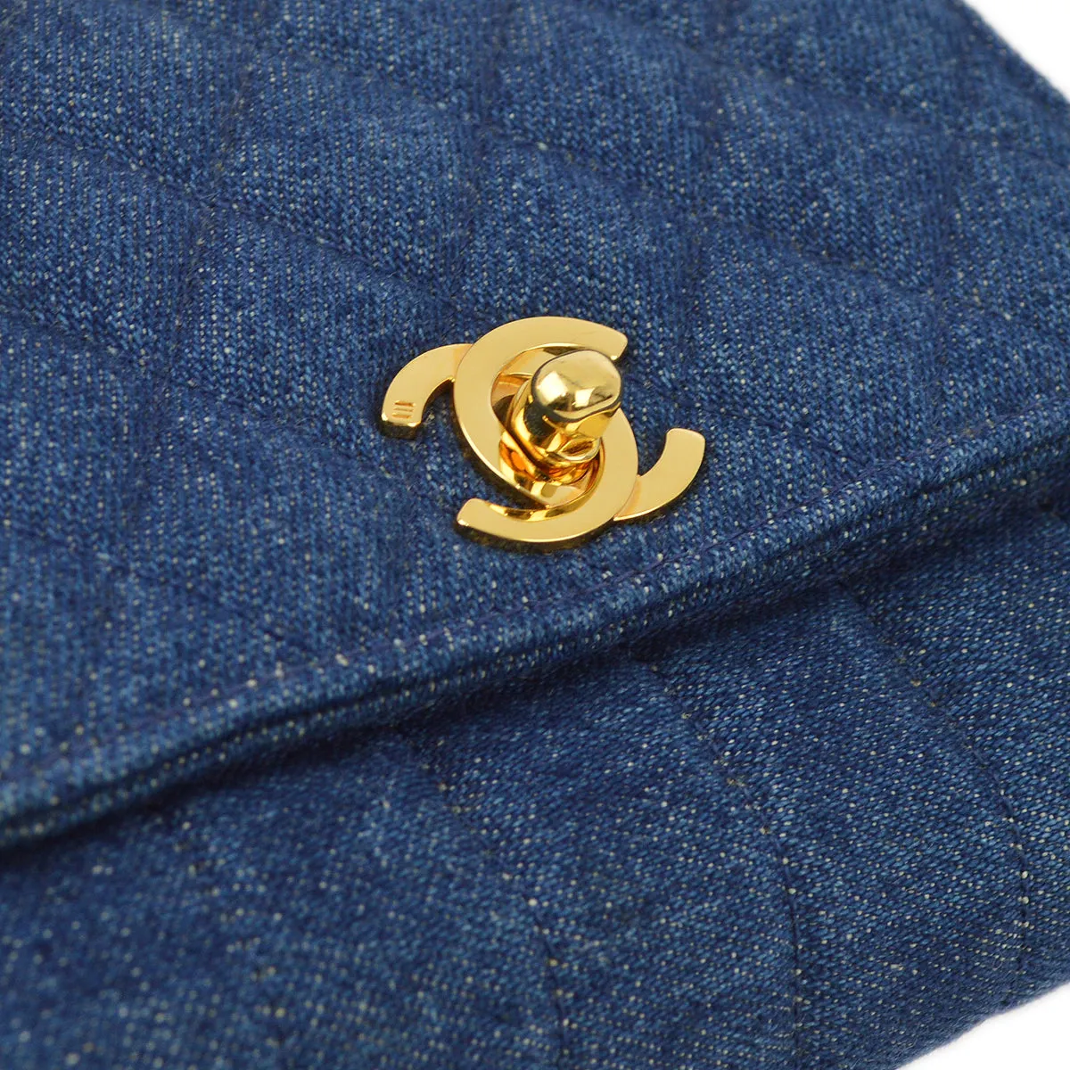 Chanel 1989-1991 Denim Straight Flap Shoulder Bag