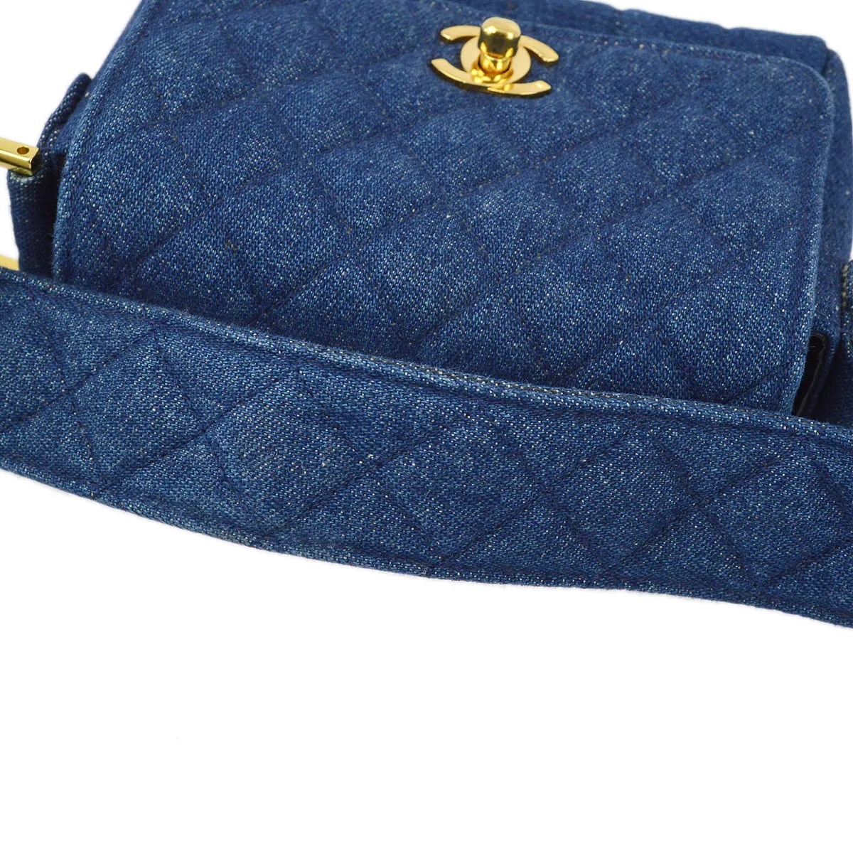 Chanel 1989-1991 Denim Straight Flap Shoulder Bag