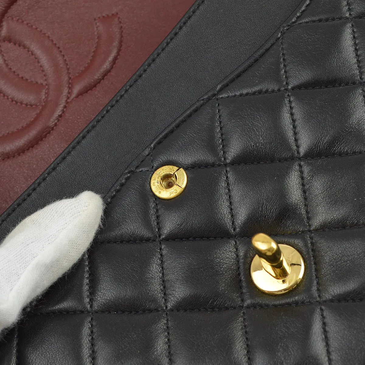 Chanel 1991-1994 Black Lambskin Medium Classic Double Flap Shoulder Bag