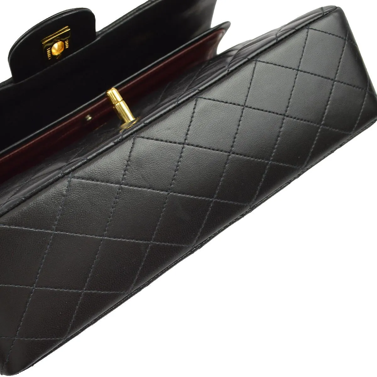 Chanel 1991-1994 Black Lambskin Medium Classic Double Flap Shoulder Bag