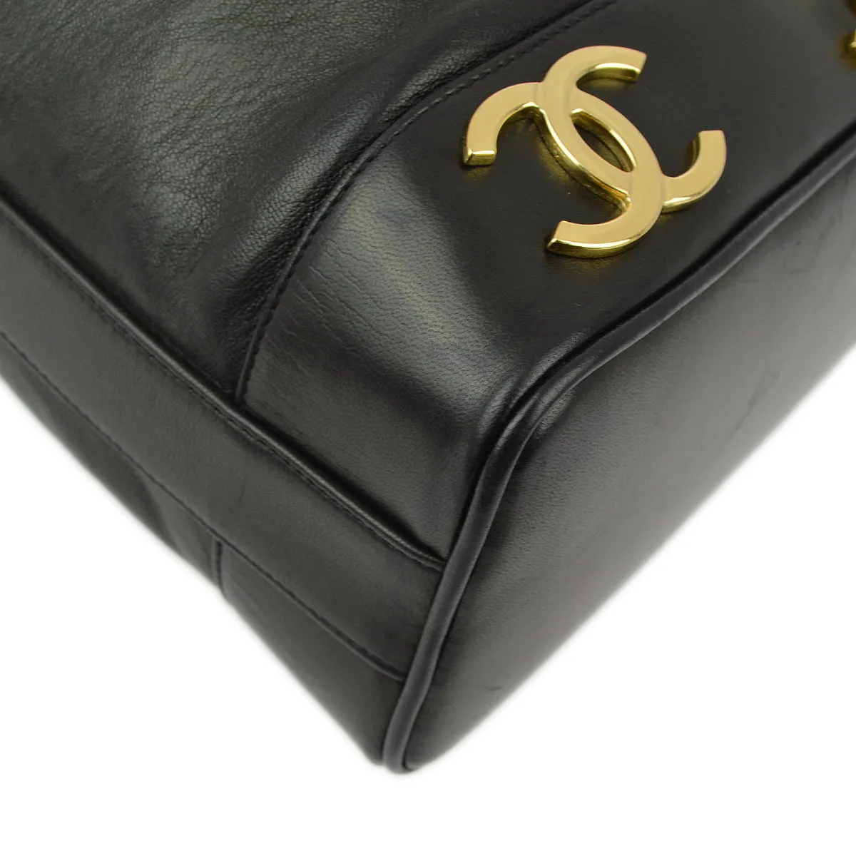 Chanel 1991-1994 Black Lambskin Triple CC Bucket Shoulder Bag