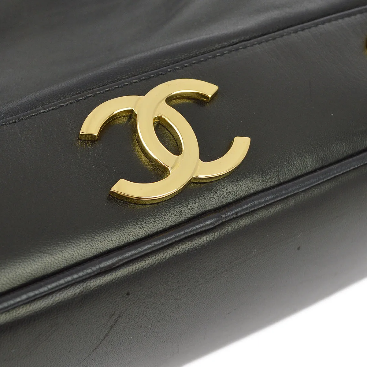Chanel 1991-1994 Black Lambskin Triple CC Bucket Shoulder Bag