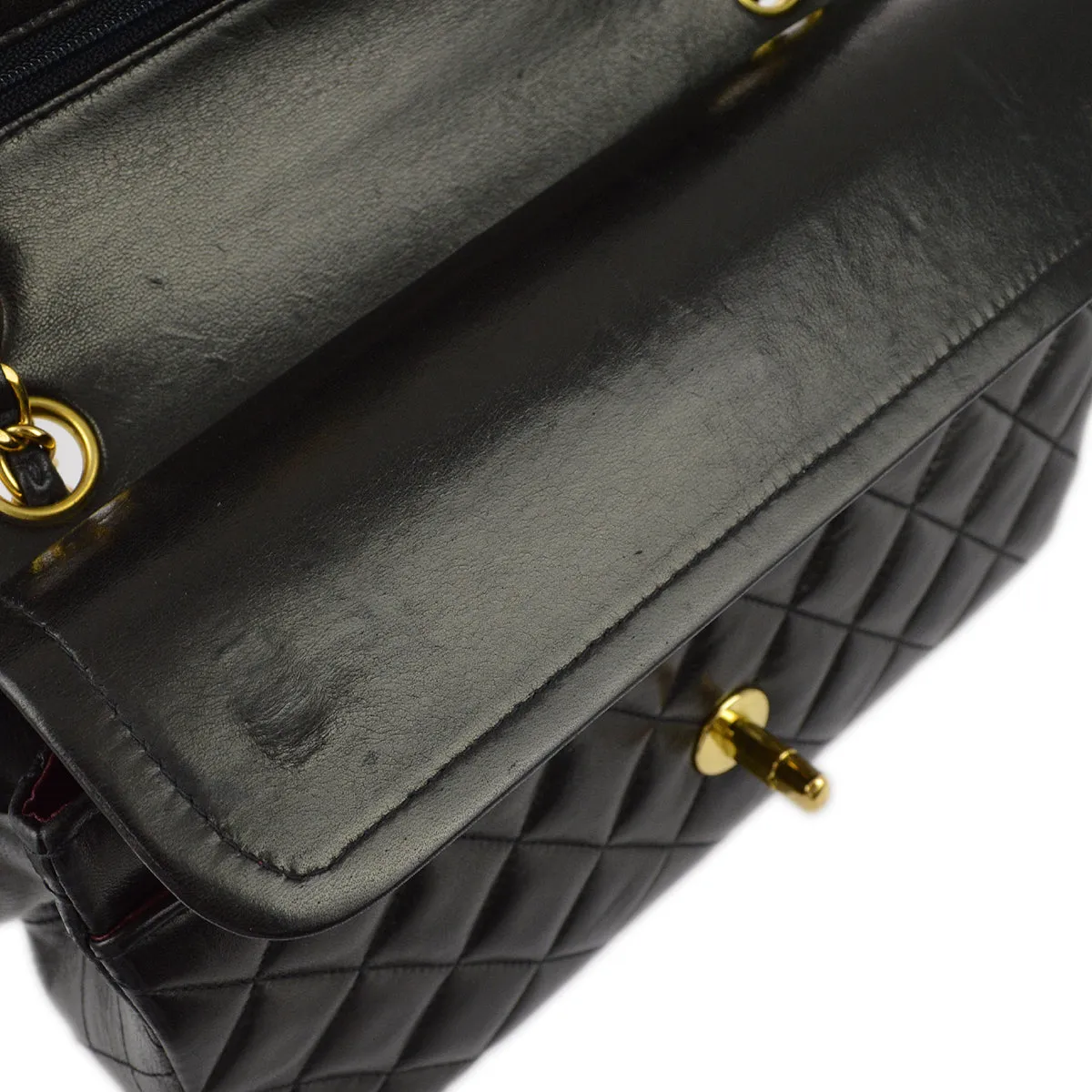 Chanel 1994-1996 Black Lambskin Small Classic Double Flap Shoulder Bag
