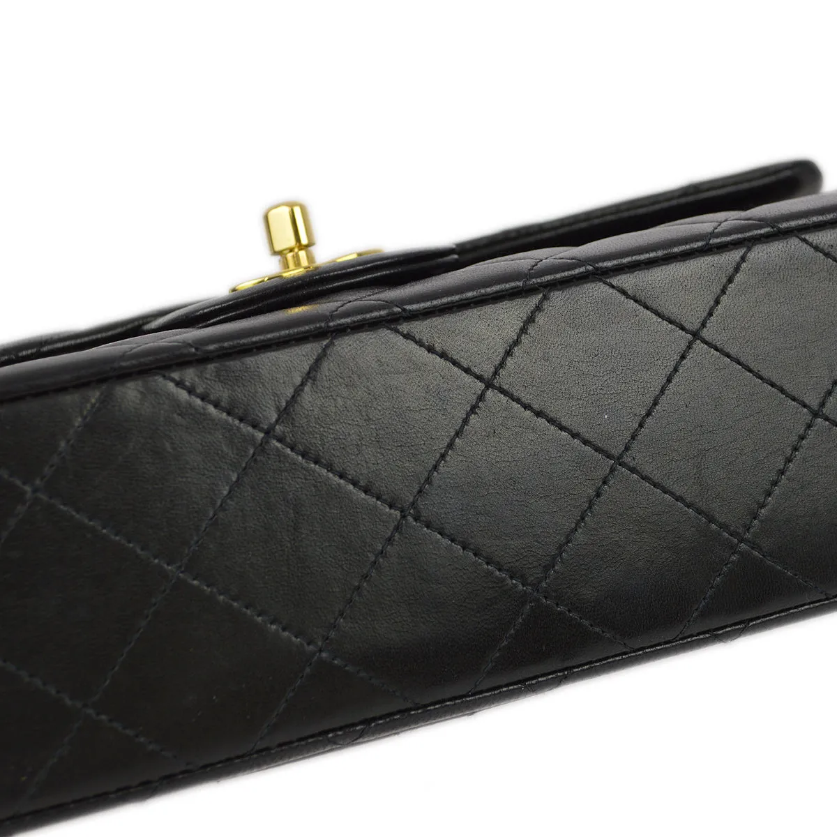 Chanel 1994-1996 Black Lambskin Small Classic Double Flap Shoulder Bag