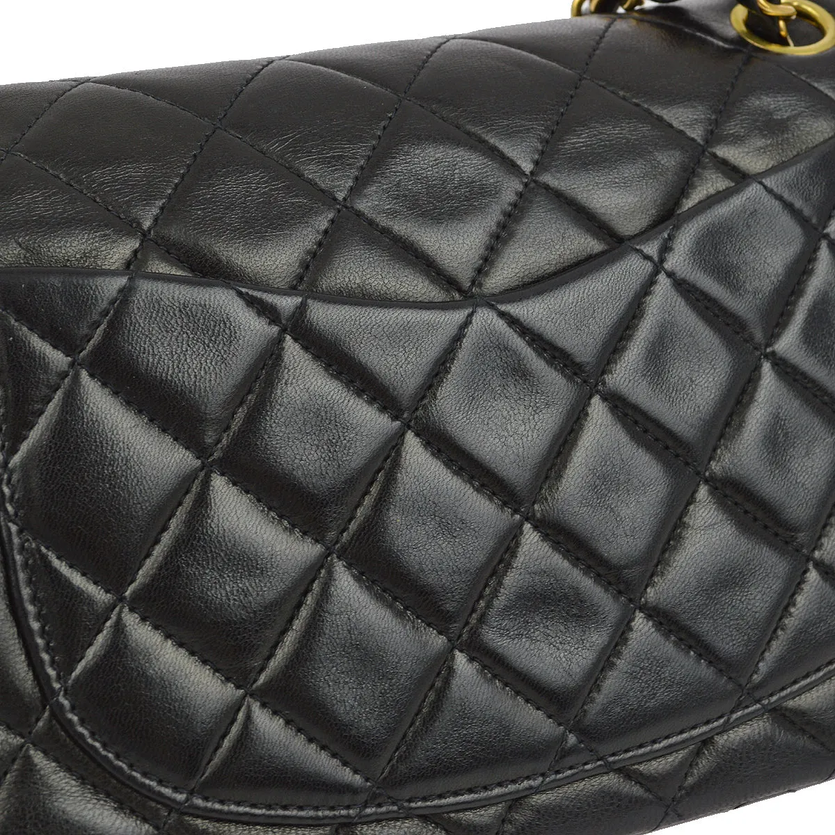 Chanel 1994-1996 Black Lambskin Small Classic Double Flap Shoulder Bag