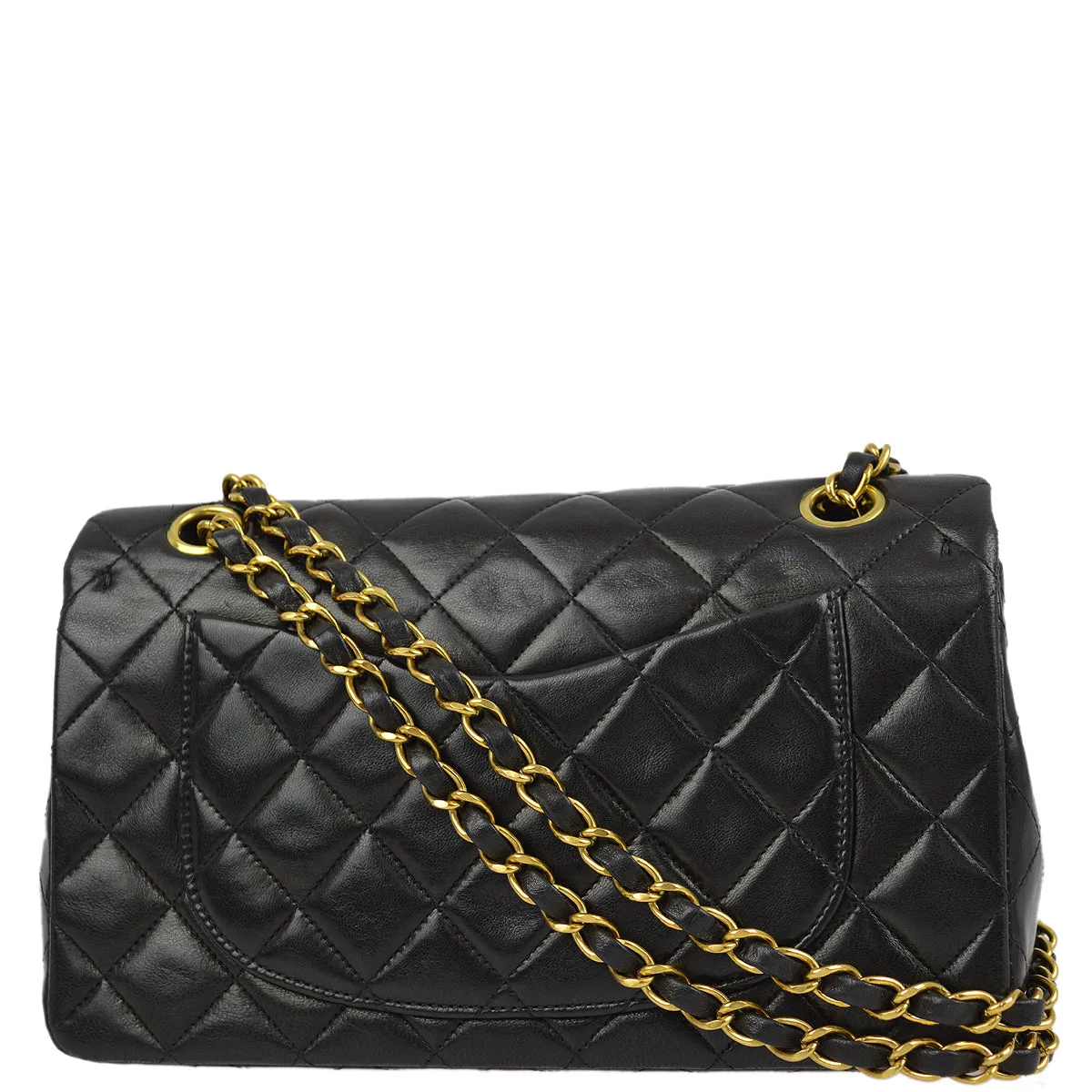 Chanel 1994-1996 Black Lambskin Small Classic Double Flap Shoulder Bag
