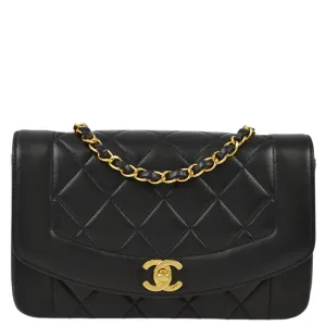 Chanel 1994-1996 Black Lambskin Small Diana Shoulder Bag