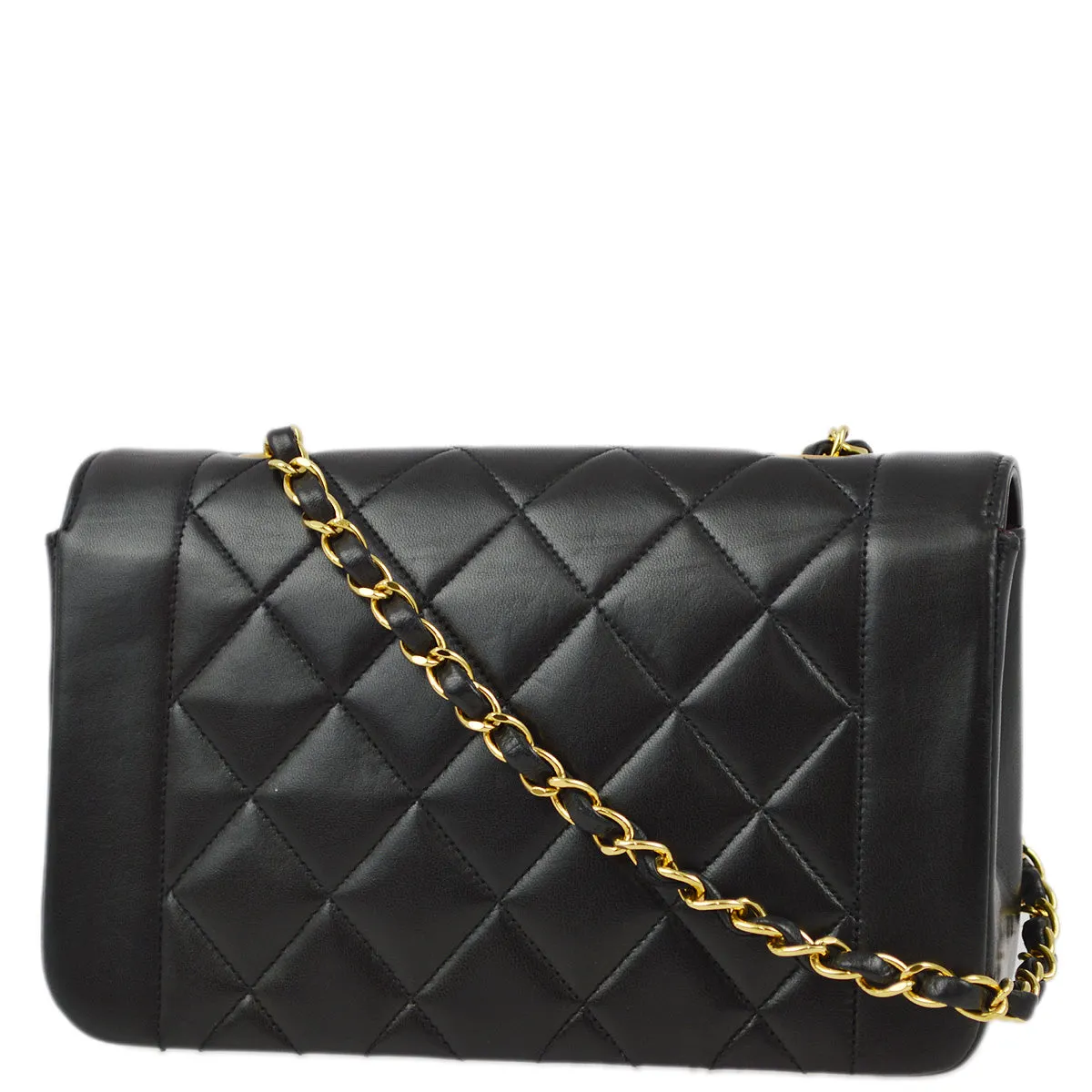 Chanel 1994-1996 Black Lambskin Small Diana Shoulder Bag