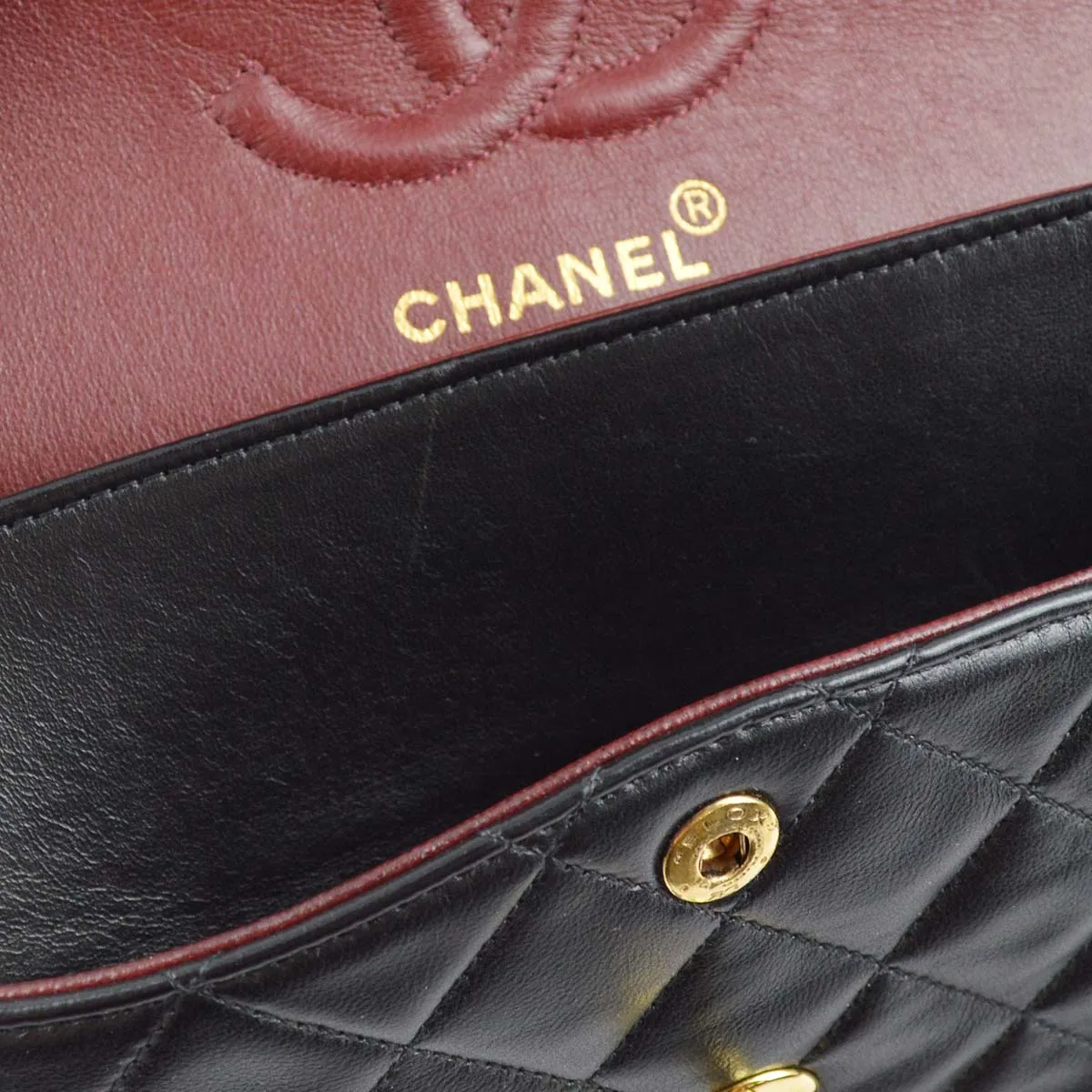 Chanel 1996-1997 Black Lambskin Small Classic Double Flap Shoulder Bag