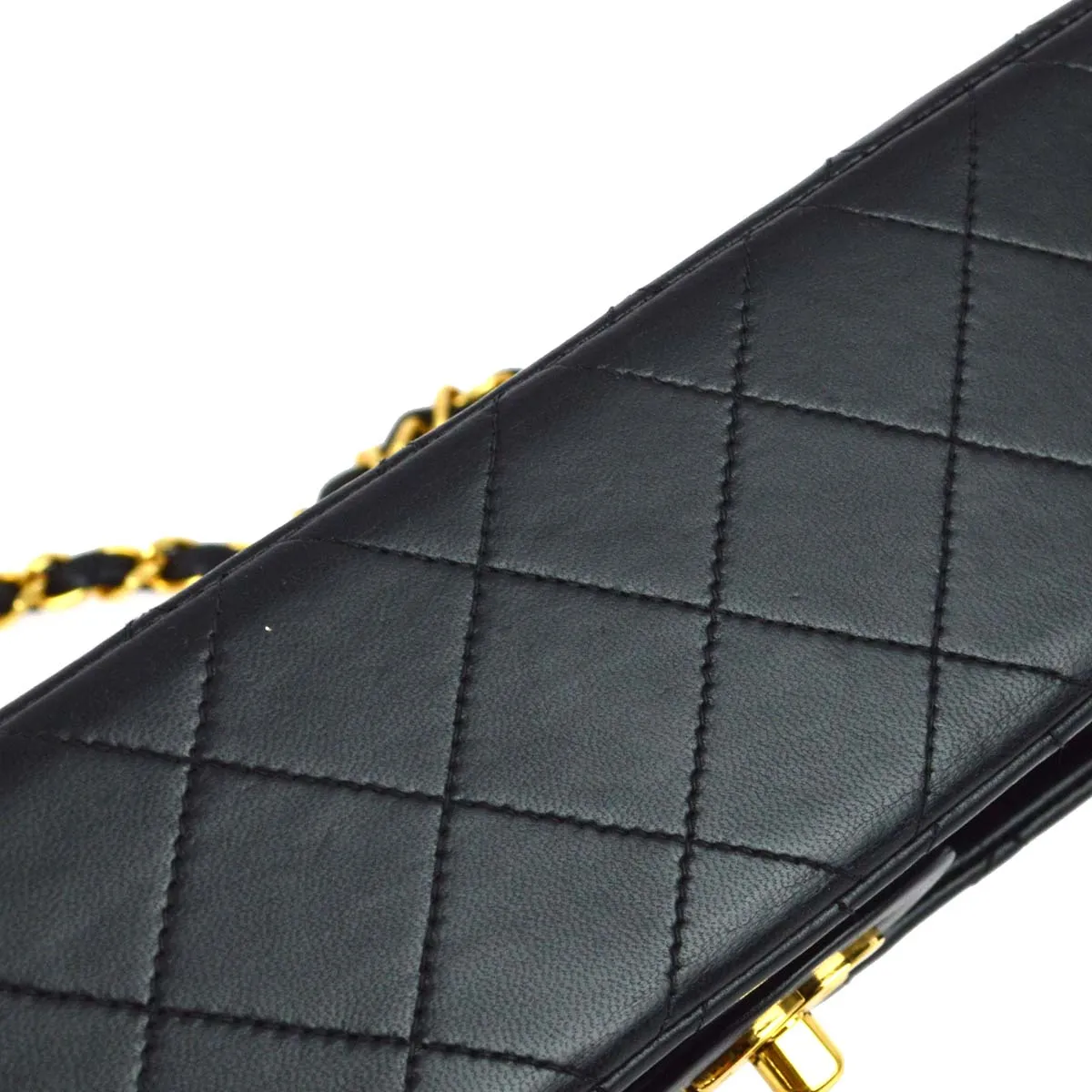 Chanel 1996-1997 Black Lambskin Small Classic Double Flap Shoulder Bag