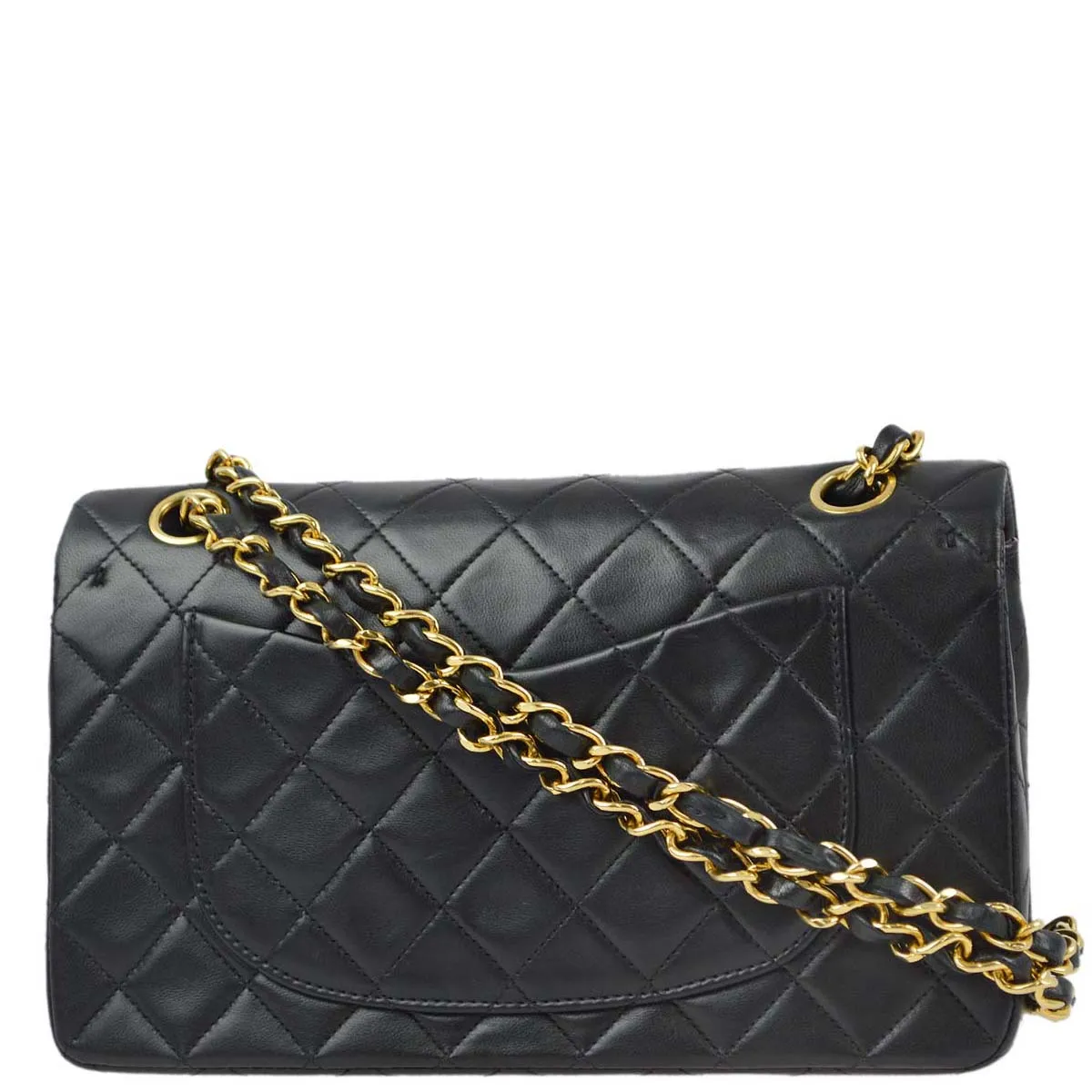 Chanel 1996-1997 Black Lambskin Small Classic Double Flap Shoulder Bag