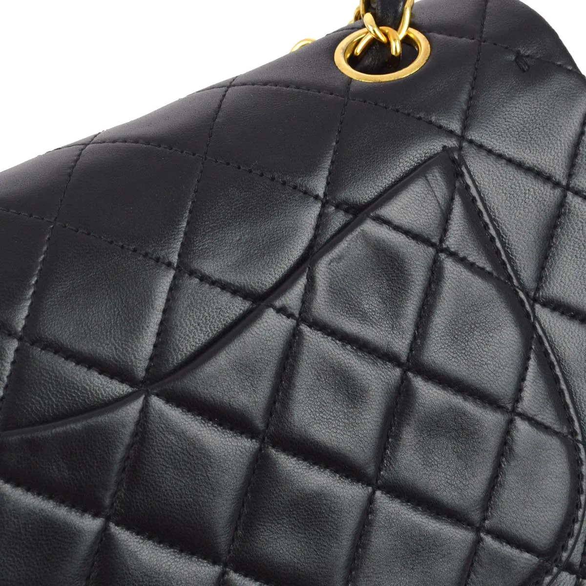 Chanel 1996-1997 Black Lambskin Small Classic Double Flap Shoulder Bag