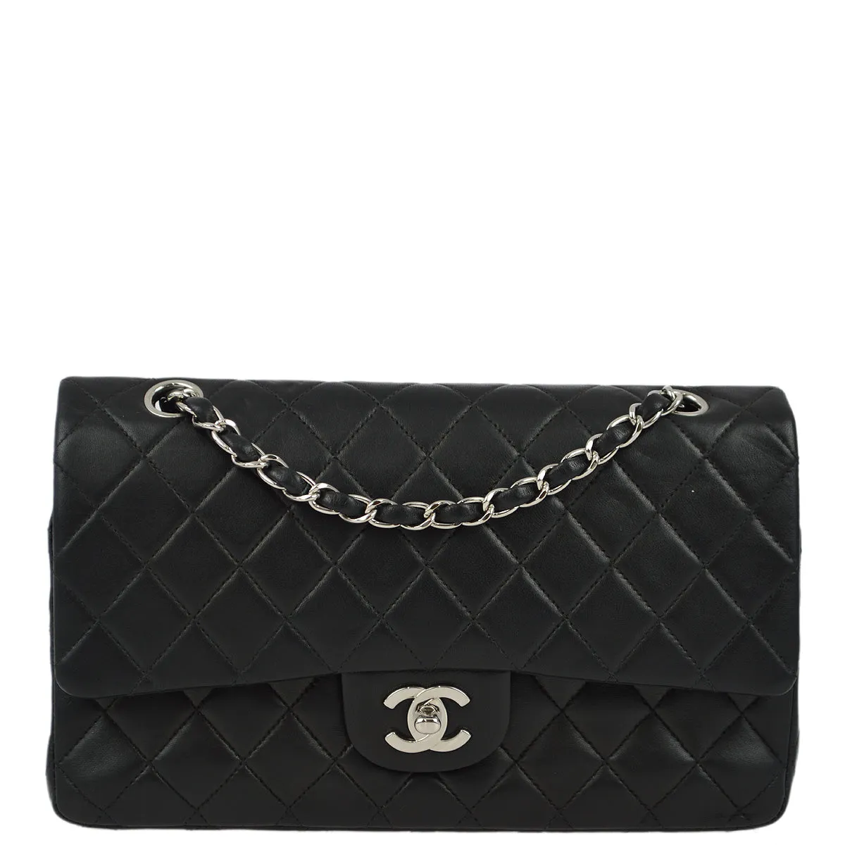 Chanel 2000-2001 Black Lambskin Medium Classic Double Flap Shoulder Bag