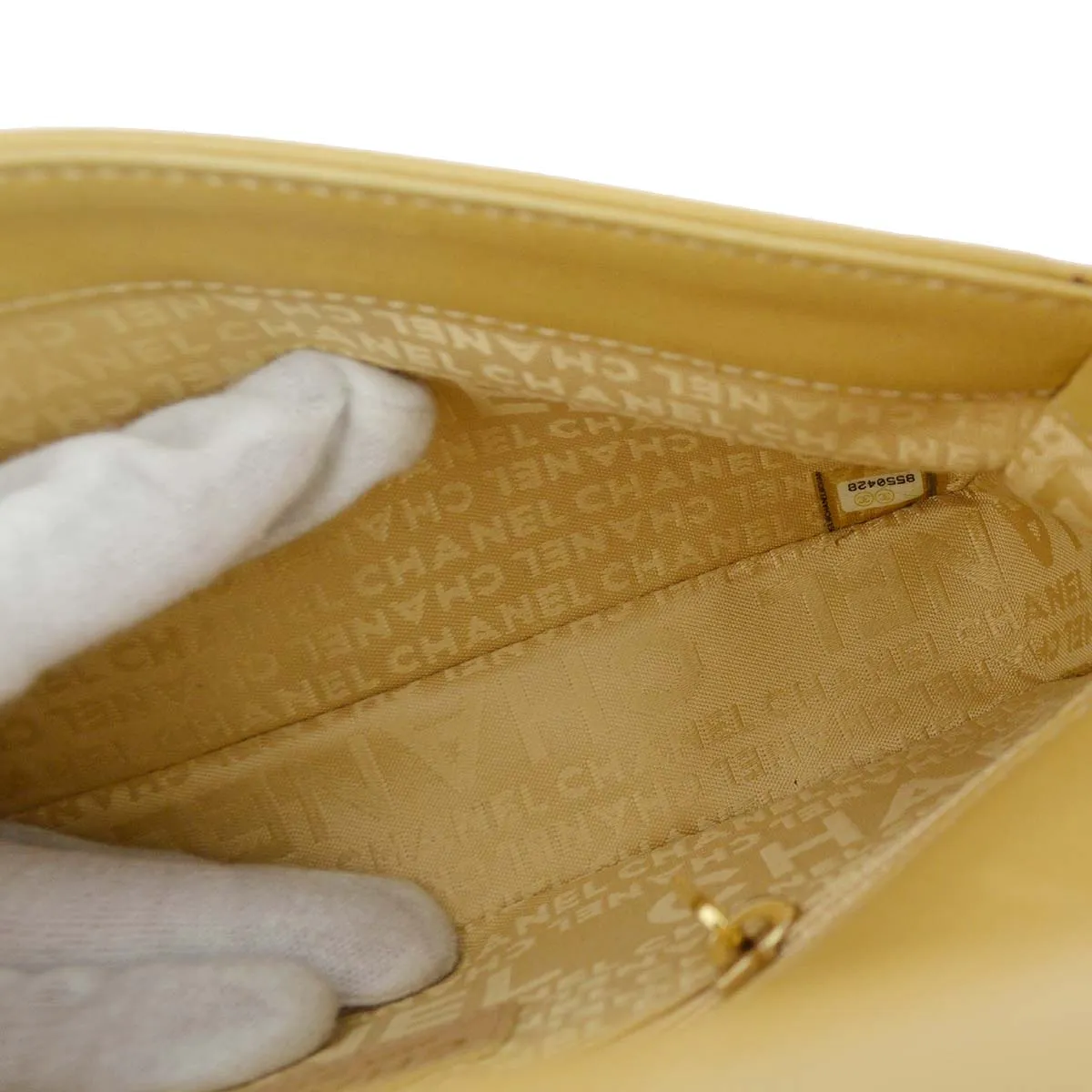 Chanel 2003-2004 Beige Lambskin Choco Bar Shoulder Bag