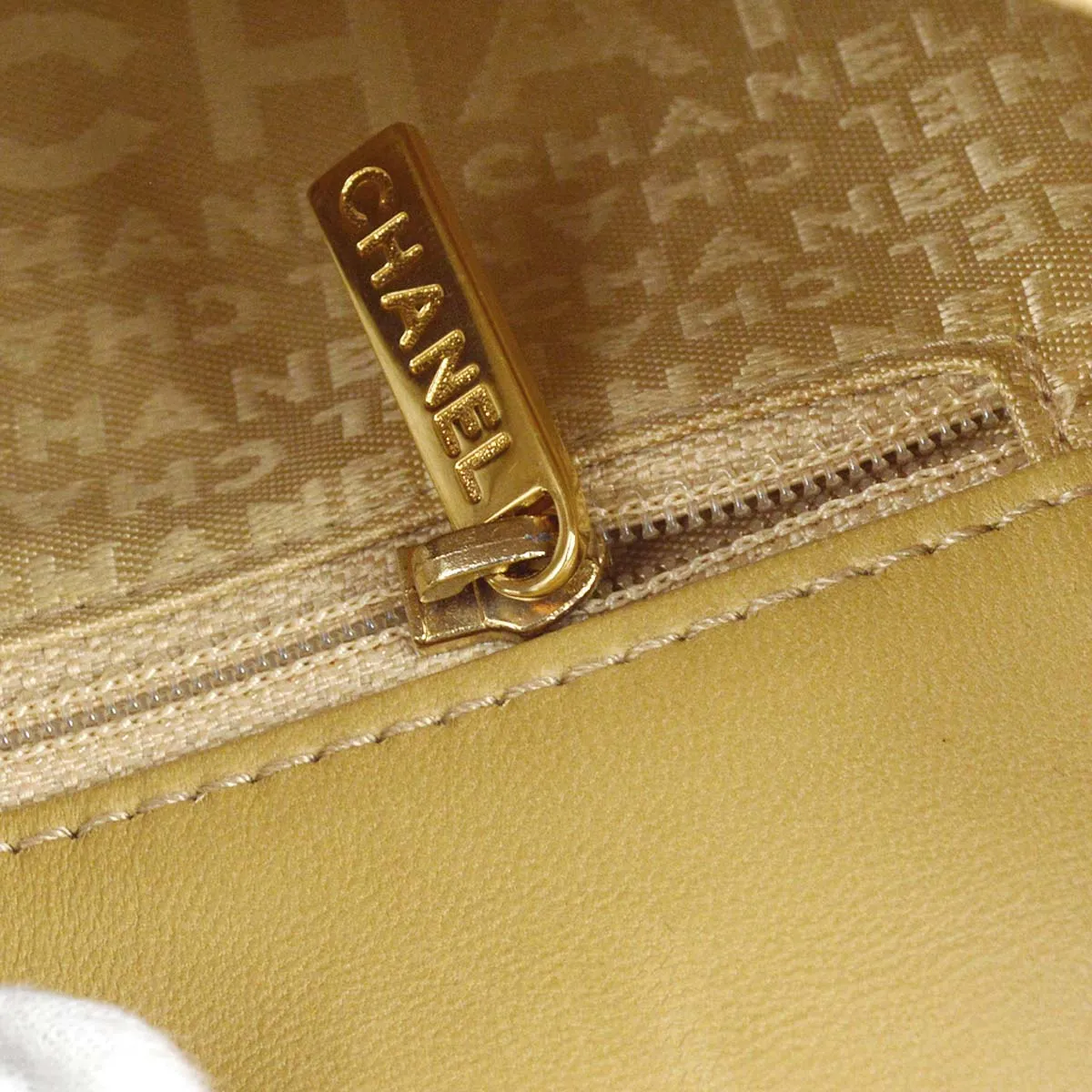 Chanel 2003-2004 Beige Lambskin Choco Bar Shoulder Bag