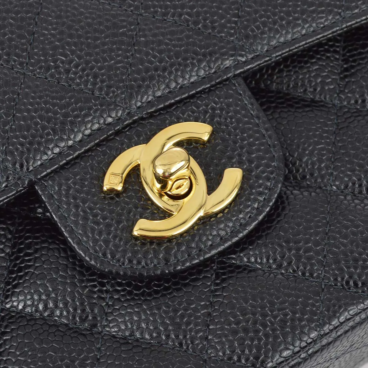 Chanel 2003-2004 Black Caviar Small Classic Double Flap Shoulder Bag