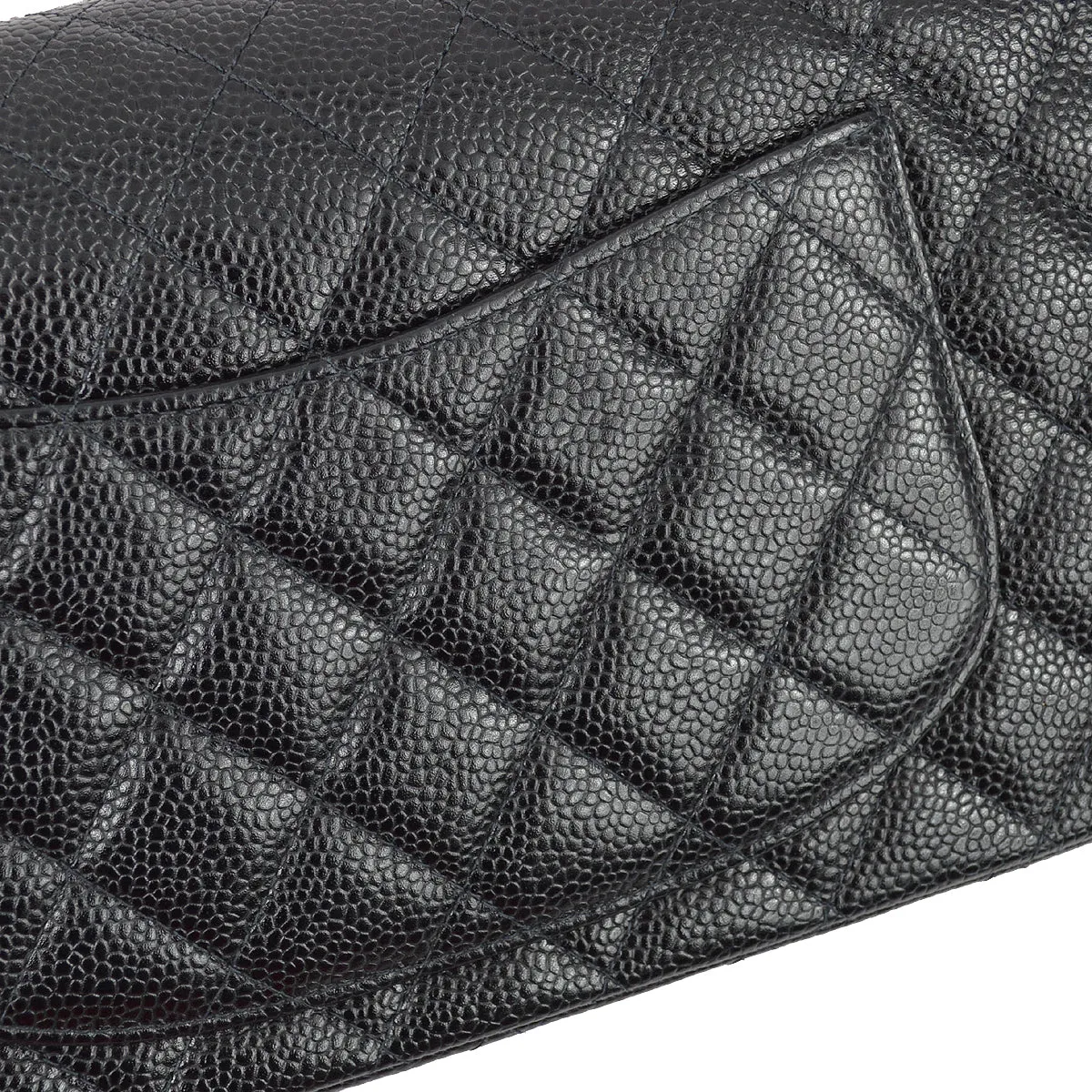 Chanel 2003-2004 Black Caviar Small Classic Double Flap Shoulder Bag