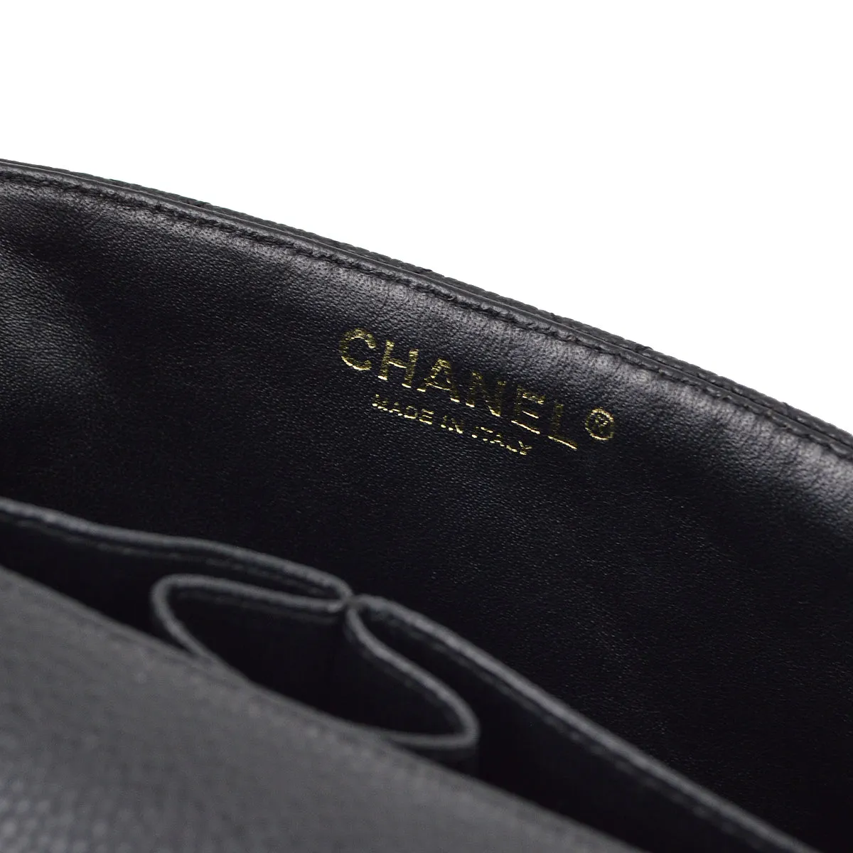 Chanel 2006-2008 Black Caviar East West Shoulder Bag