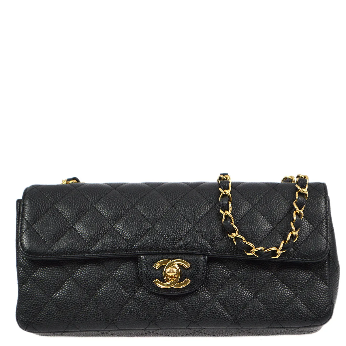 Chanel 2006-2008 Black Caviar East West Shoulder Bag